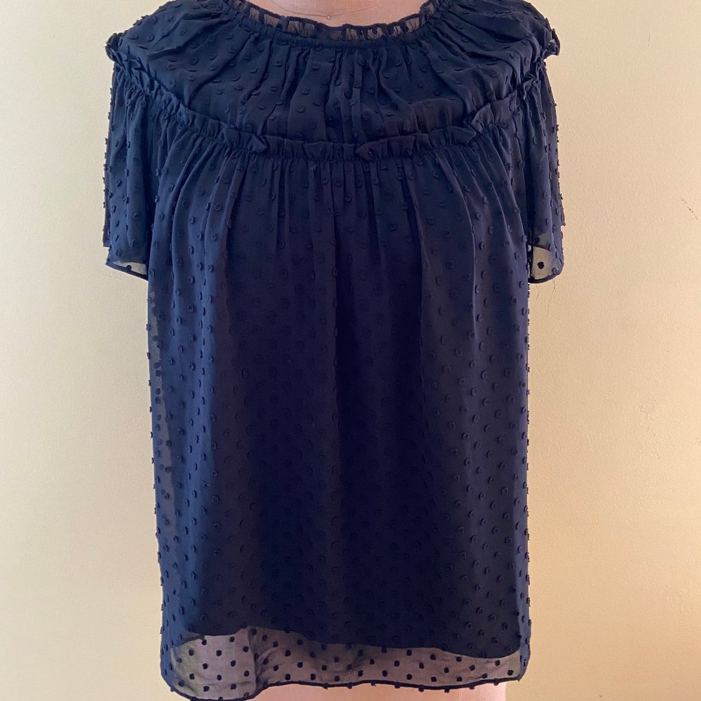 J. Crew Gathered Bib Top in Drapey Swiss Dot Top NWT Size: M